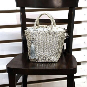 タッセル付メタリックフィルム 2WAY カゴバッグ かごバッグ ショルダー 2026新作 COOCO 送料無料 即日発送-22