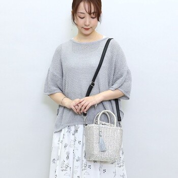 タッセル付メタリックフィルム 2WAY カゴバッグ かごバッグ ショルダー 2026新作 COOCO 送料無料 即日発送-27