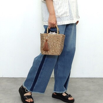 タッセル付メタリックフィルム 2WAY カゴバッグ かごバッグ ショルダー 2026新作 COOCO 送料無料 即日発送-29