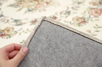 ラグ 撥水加工付き ゴブランシェニールラグ 約230×230cm 手洗いOK ブーケ ベージュ 送料無料-9