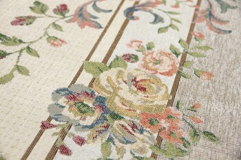 ラグ 撥水加工付き ゴブランシェニールラグ 約230×230cm 手洗いOK ブーケ ベージュ 送料無料-6