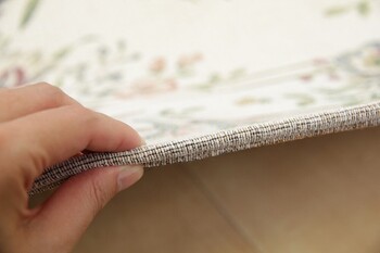 ラグ 撥水加工付き ゴブランシェニールラグ 約230×230cm 手洗いOK ブーケ ベージュ 送料無料-8