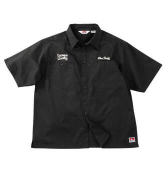 大きいサイズ BEN DAVIS レーサーレトロ刺繍ワーク半袖シャツ 3L 4L 5L 6L ブラック ラッピング可 送料無料 即日発送-1