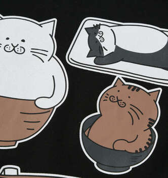 大きいサイズ おもしろシリーズ T C天竺ねこまんま定食半袖Tシャツ 3L 4L 5L 6L 8L ブラック ラッピング可 送料無料 即日発送-3