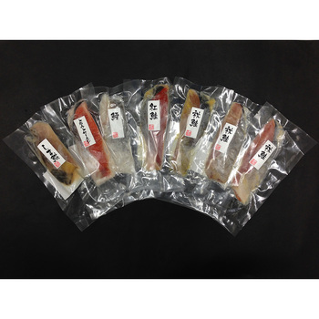 漬け魚切身詰合せ 秋鮭甘味噌漬切身×1 秋鮭粕漬切身×1 秋鮭西京漬切身×1 真鱈粕漬切身×1 等7点 送料無料-1
