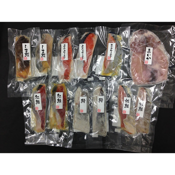 漬け魚切身詰合せ 秋鮭甘味噌漬切身2 しまほっけ甘味噌漬切身×2 トラウトサーモン粕漬切身×2 真鱈粕漬切身×2 等12点 送料無料-1