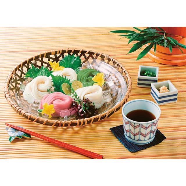 池利 三色三輪素麺 小箱 レシピ付 Q S 5個セット 送料無料-1
