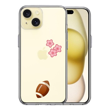 iPhone15 ケース クリア ラグビー 桜 さくら スマホケース 側面ソフト 背面ハード ハイブリッド  送料無料-0