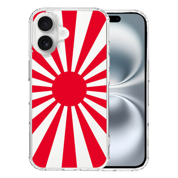 iPhone16 ケース クリア 旭日旗 赤 デザイン スマホケース 側面ソフト 背面ハード ハイブリッド  送料無料-0