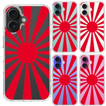 iPhone16 ケース クリア 旭日旗 赤 デザイン スマホケース 側面ソフト 背面ハード ハイブリッド  送料無料-1