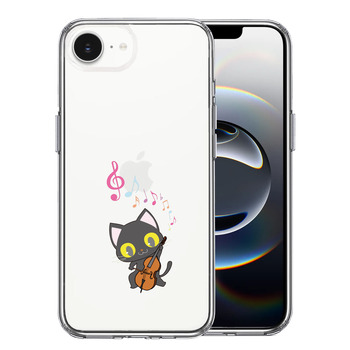 iPhone17e iPhone16e ケース クリア チェロ ねこ スマホケース 側面ソフト 背面ハード ハイブリッド  送料無料-0