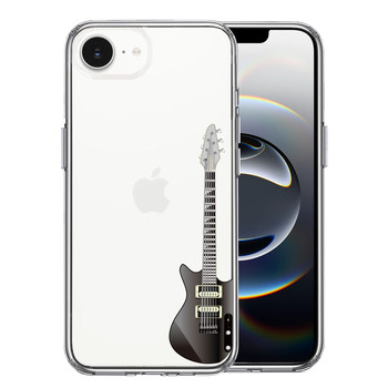 iPhone17e iPhone16e ケース クリア エレキギター　黒 スマホケース 側面ソフト 背面ハード ハイブリッド  送料無料-0