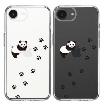 iPhone17e iPhone16e ケース クリア パンダ フットプリント スマホケース 側面ソフト 背面ハード ハイブリッド  送料無料-1