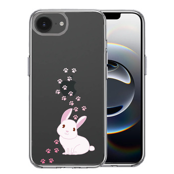 iPhone17e iPhone16e ケース クリア うさぎ フットプリント スマホケース 側面ソフト 背面ハード ハイブリッド  送料無料-0