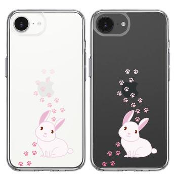 iPhone17e iPhone16e ケース クリア うさぎ フットプリント スマホケース 側面ソフト 背面ハード ハイブリッド  送料無料-1