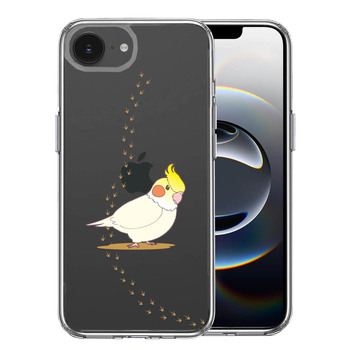 iPhone17e iPhone16e ケース クリア インコ 足跡 スマホケース 側面ソフト 背面ハード ハイブリッド  送料無料-0
