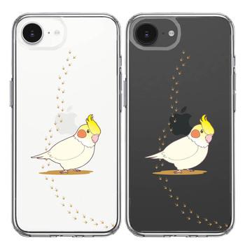 iPhone17e iPhone16e ケース クリア インコ 足跡 スマホケース 側面ソフト 背面ハード ハイブリッド  送料無料-1