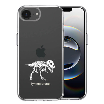 iPhone17e iPhone16e ケース クリア ティラノサウルス ホワイト スマホケース 側面ソフト 背面ハード ハイブリッド  送料無料-0