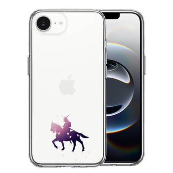 iPhone17e iPhone16e ケース クリア  騎乗侍と桜 スマホケース 側面ソフト 背面ハード ハイブリッド  送料無料-0