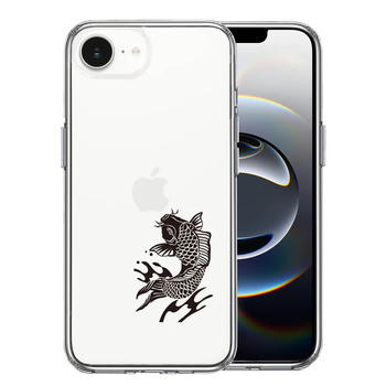 iPhone17e iPhone16e ケース クリア 黒鯉 スマホケース 側面ソフト 背面ハード ハイブリッド  送料無料-0