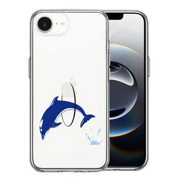 iPhone17e iPhone16e ケース クリア ドルフィン イルカ 輪くぐり スマホケース 側面ソフト 背面ハード ハイブリッド 送料無料-0