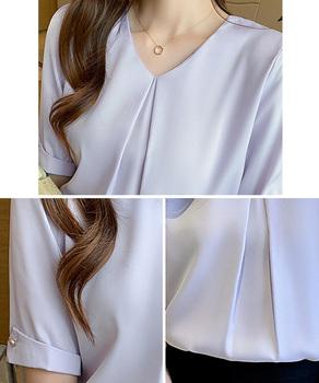 半袖シャツブラウスレディースVネック夏服 送料無料 即日発送-6