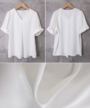 半袖シャツブラウスレディースVネック夏服 送料無料 即日発送-8