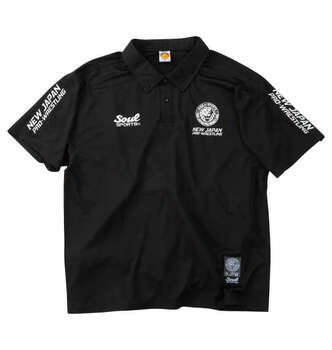 大きいサイズ SOUL SPORTS×新日本プロレス ドライメッシュ半袖B.Dポロシャツ 3L 4L 5L 6L 8L ブラック ラッピング可 送料無料 即日発送-1