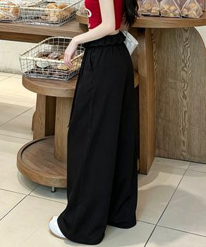 ワイドパンツ ウエストフリルロングパンツ 送料無料 即日発送-3