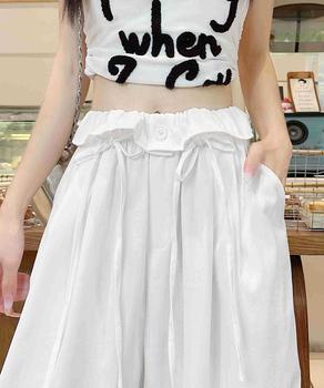 ワイドパンツ ウエストフリルロングパンツ 送料無料 即日発送-5