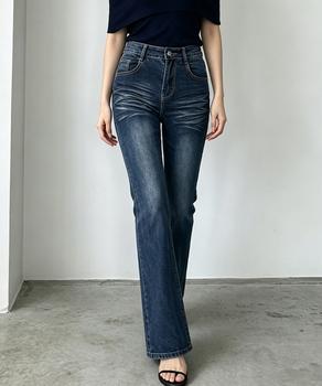セミフレアデニムパンツレトロデニムパンツ 送料無料 即日発送-3