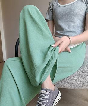 セミワイドパンツ レディース 無地 薄手 送料無料 即日発送-6