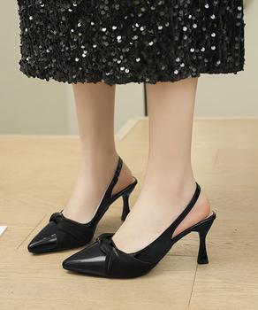 リボンスリングバックパンプス美脚ミュール 送料無料 即日発送-2