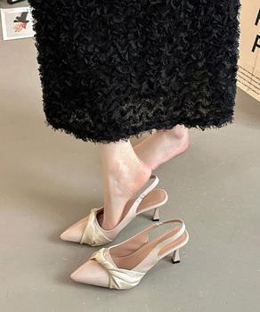 リボンスリングバックパンプス美脚ミュール 送料無料 即日発送-6