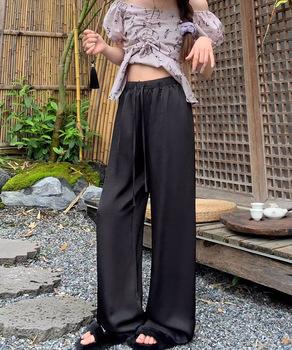 ワイドパンツ チャイナ風 ハイウエスト 送料無料 即日発送-2