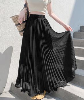 プリーツスカート 裏地付きロングスカート 送料無料 即日発送-2