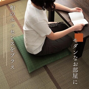 座布団 い草 約55×55cm2P 同色2枚組 日本製 抗菌防臭 湿度調整 蒸れにくい 涼しい モダン 大紬 千鳥座布団 送料無料-1