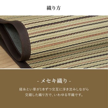 カーペット い草カーペット 江戸間6畳 柄上敷き 花ござ 裏貼り 涼み ブラウン 江戸間 送料無料-10