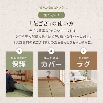 カーペット い草カーペット 江戸間6畳 柄上敷き 花ござ 裏貼り 涼み ブラウン 江戸間 送料無料-1