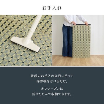 カーペット い草カーペット  江戸間2畳 柄上敷き 花ござ 市松柄風 清澄 せいちょう ブルー 江戸間 本間 送料無料-11