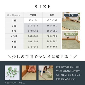 カーペット い草カーペット  江戸間2畳 柄上敷き 花ござ 市松柄風 清澄 せいちょう ブルー 江戸間 本間 送料無料-14
