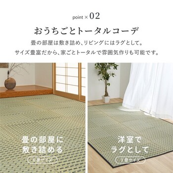 カーペット い草カーペット  江戸間2畳 柄上敷き 花ござ 市松柄風 清澄 せいちょう ブルー 江戸間 本間 送料無料-3