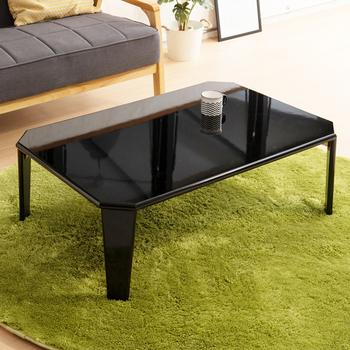 美しい鏡面加工リッチテーブル 幅90cm 机 つくえ モダン インテリア 折りたたみ 送料無料-2