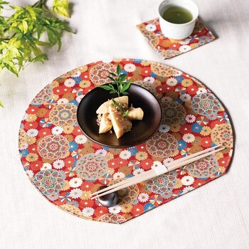 和文様 綿コースター 鞠 春秋 鶴 日本製 3個セット 送料無料-14