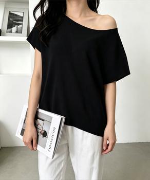 サマーニットトップス ワンショルダー夏服 送料無料 即日発送-2