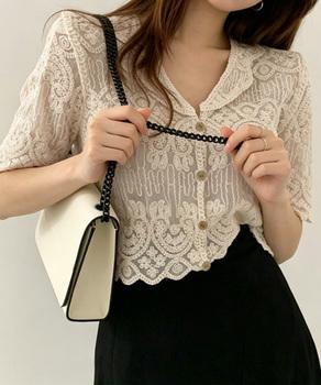透かし編み花柄レース半袖カーディガン春夏 送料無料 即日発送-2