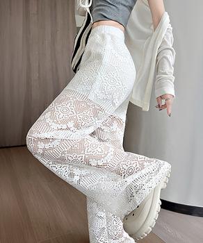 レース ワイドパンツ セクシー 春夏 送料無料 即日発送-4