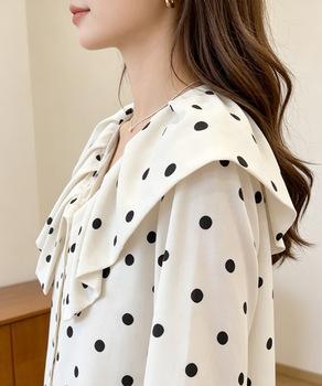 ドット柄シャツブラウスビッグカラー春夏秋 送料無料 即日発送-4