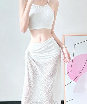 セパレート3点セット水着ハイウエスト美脚 ホワイト 送料無料 即日発送-1
