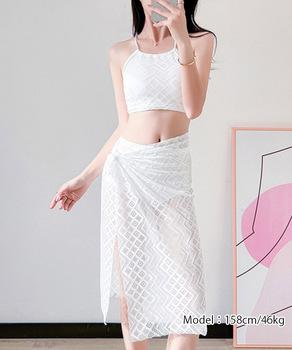 セパレート3点セット水着ハイウエスト美脚 ホワイト 送料無料 即日発送-2